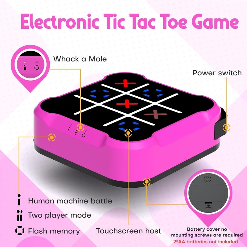 Bacare Tic Tac Toe Bolt Game, Handheld Electric Puzzle Board for Educational and Memory Growth, Gift Ideal for Kids and Adults' Birthday, Portable Travel Games for Car Ride - Image 2